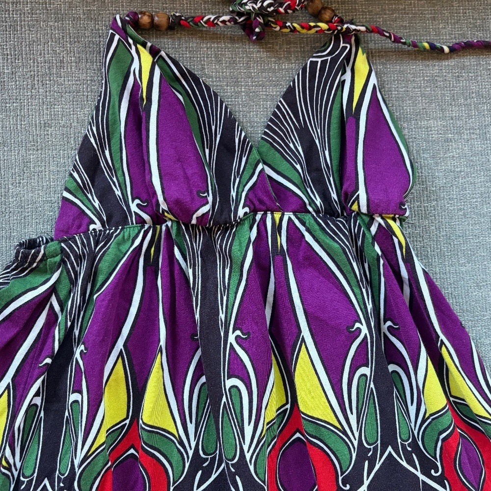 Maxi Sun Dress Halterneck Boho Colorful, Size S-M